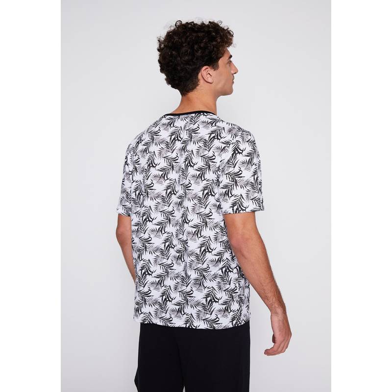 FAMILY SHOP Pijama Corto Hombre Hojas Negro Family Shop