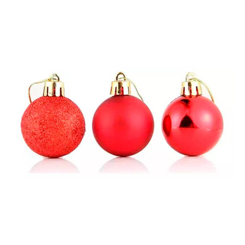 GENERICO Set 10 Bambalinas Esferas Navideñas 8cm Rojo