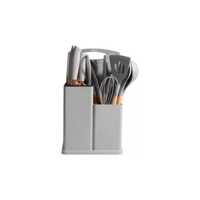 Set de Utensilios para Cocina y Reposteria de Silicona Gris GENERICO