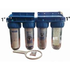 GENERICO - Filtro de agua 4 etapas antisarro triple 10x2.5 polifosfato