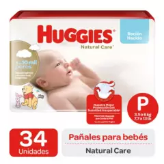 HUGGIES - Pañales Huggies Natural Care  -  34 un Talla P
