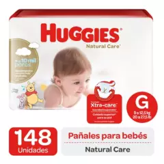 HUGGIES - Pañales Huggies Natural Care - Paq 148 un. - Talla G