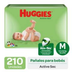 HUGGIES - Pañales Huggies Active Sec Pack 210 un 3 paqx70 Talla M