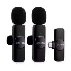 LINKON - Microfono Inalambrico Solapa Lavalier Linkon - Negro - Entrada USB C