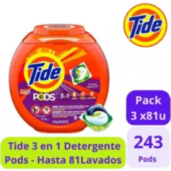 TIDE - Tide Pods Detergente 81 Capsulas 3 en 1 - 3uds
