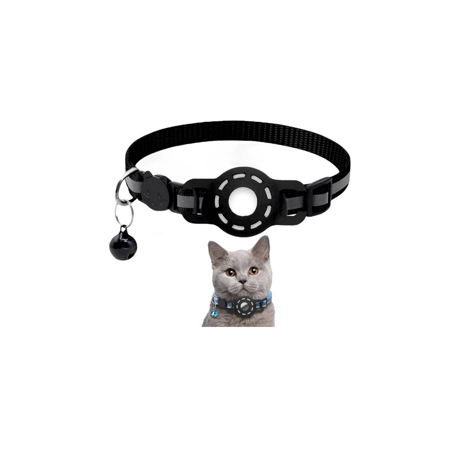 Collar de gato Airtag verde-negro, collar de gato Airtag