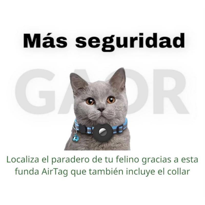 GENERICO Collar Correa Con Funda Para Airtag Localizar Gato Perro Negro