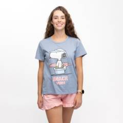 SNOOPY - Pijama Mujer Beach Azul Snoopy