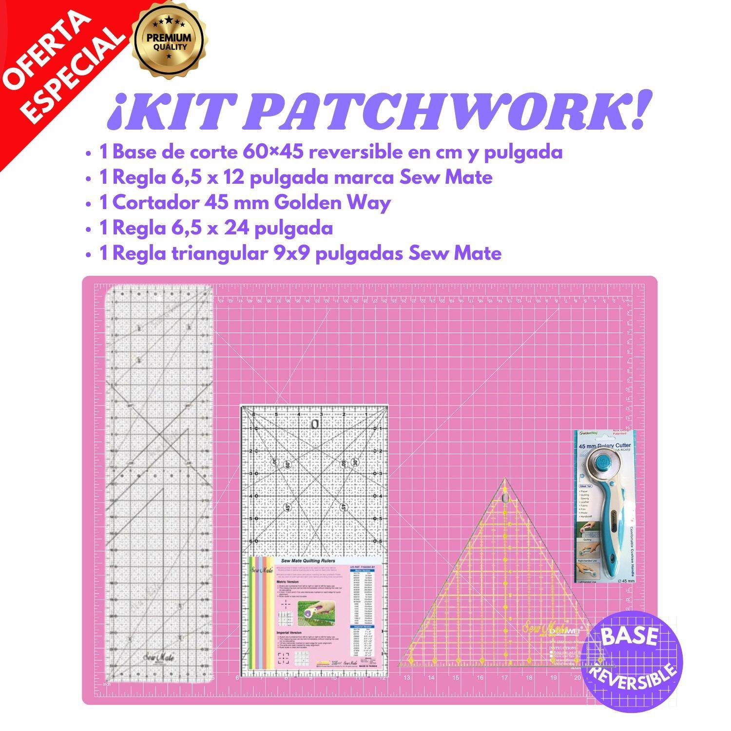 GENERICO Kit para patchwork con set de reglas