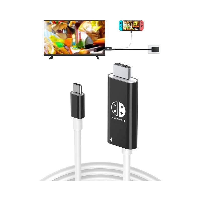 GENERICO Cable de conversión USB C a HDMI para televisores Switch OLED  Negro