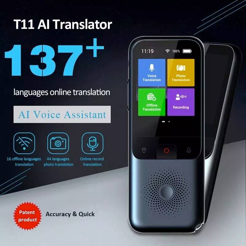 SUNNYLIFE Traductor de Voz Instantáneo Portátil T11, 138 Idiomas