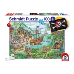 SCHMIDT - Puzzle Infantil - Schmidt 100 Piezas + Bandera- Bahía Pirata