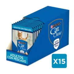 CAT CHOW - Pack x15 Alimento húmedo gato Cat Chow Pescado 85g