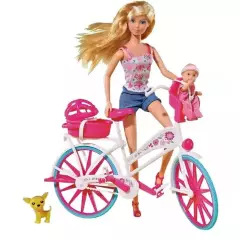 SIMBA TOYS - Muñeca Steffi Love Y Su Bicicleta Incluye Mascota Y Bebe