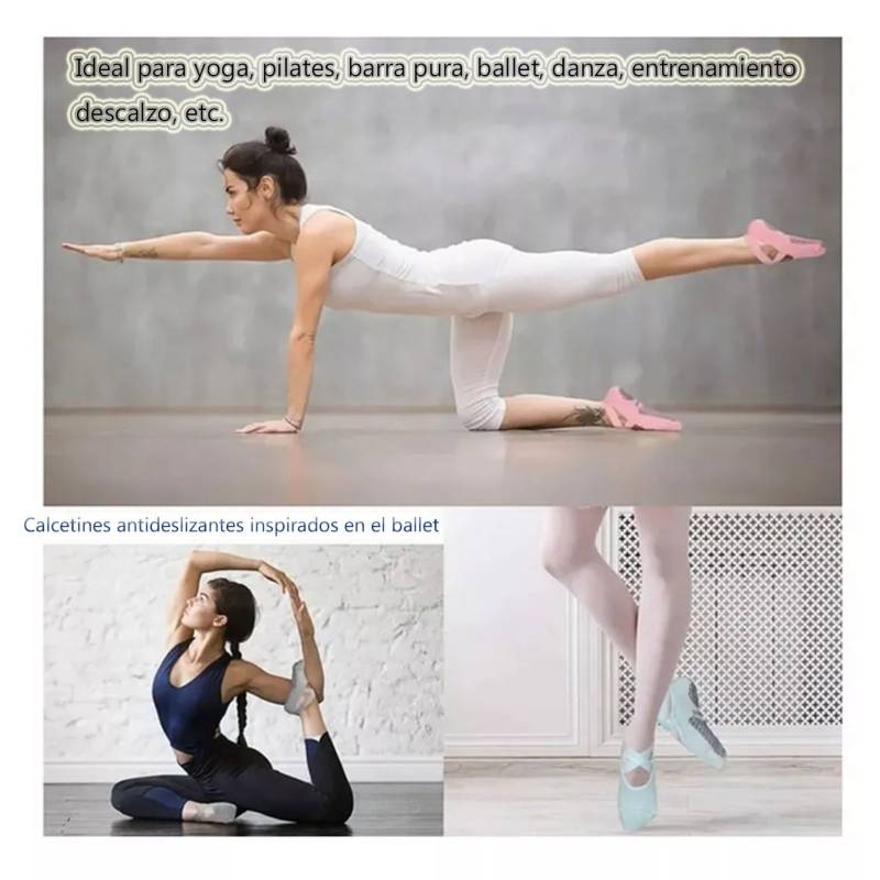 GENERICO Pack 2 Pares Calcetines Antideslizantes Yoga Pilates Mujer