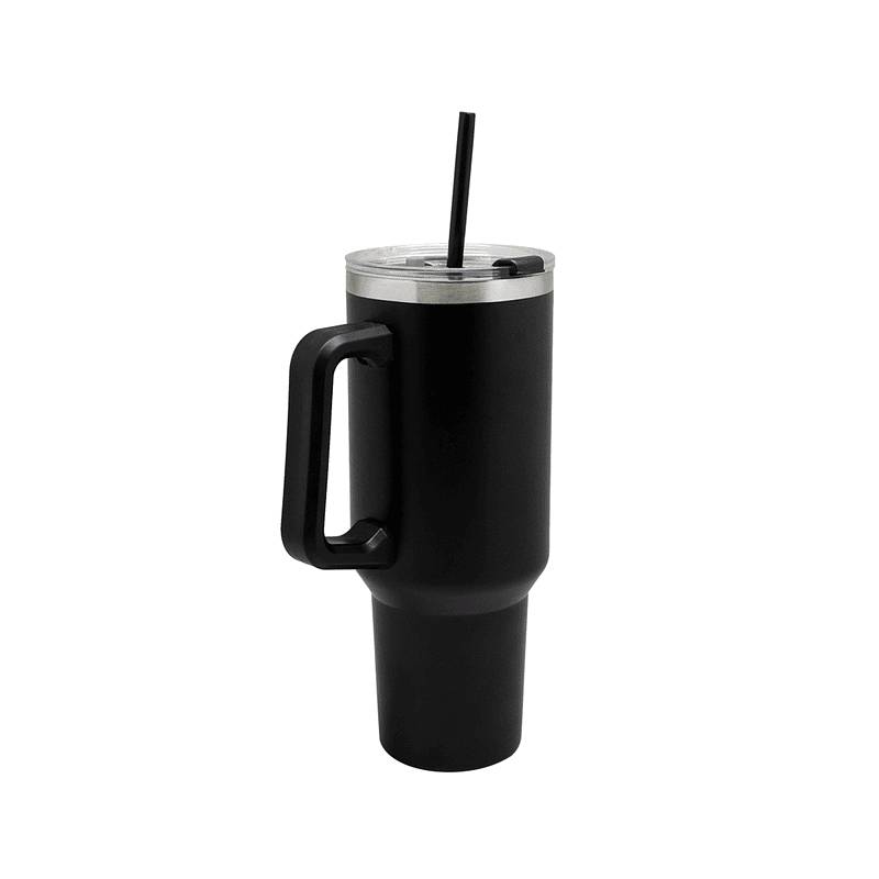 Mug termica con manico, unisex, nero