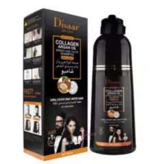 DISAAR - Shampoo Tinte Coloración De Argan Para El Cabello Cubre Canas Negro