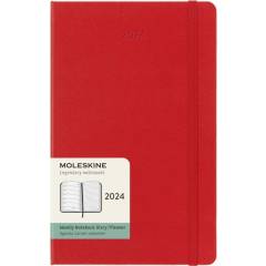 MOLESKINE - Agenda 2024 - Semanal - T. Dura - Large - Rojo Escarlata