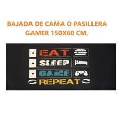 SMARTY - Alfombra Gamer Lisa Pasillera Juvenil Infantil Eat Sleep Game 150x60CM
