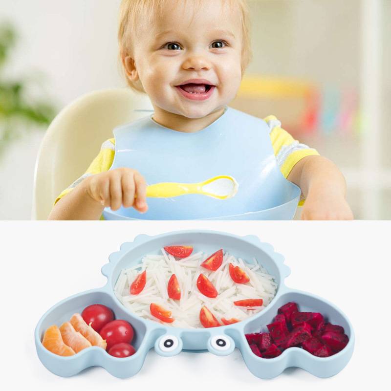 Vajilla de silicona para bebes, 8Pcs Plato de comida para bebe