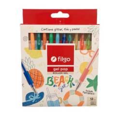 FILGO - Set 12 lápices gel Pastel Fluor y Glitter