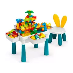 GENERICO - Mesa Lego Bloques Didáctica Construcción 97 Piezas Y 1 Silla