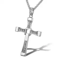GENERICO - Collar cadena cruz toretto plata 925 cadena grumet 60cm