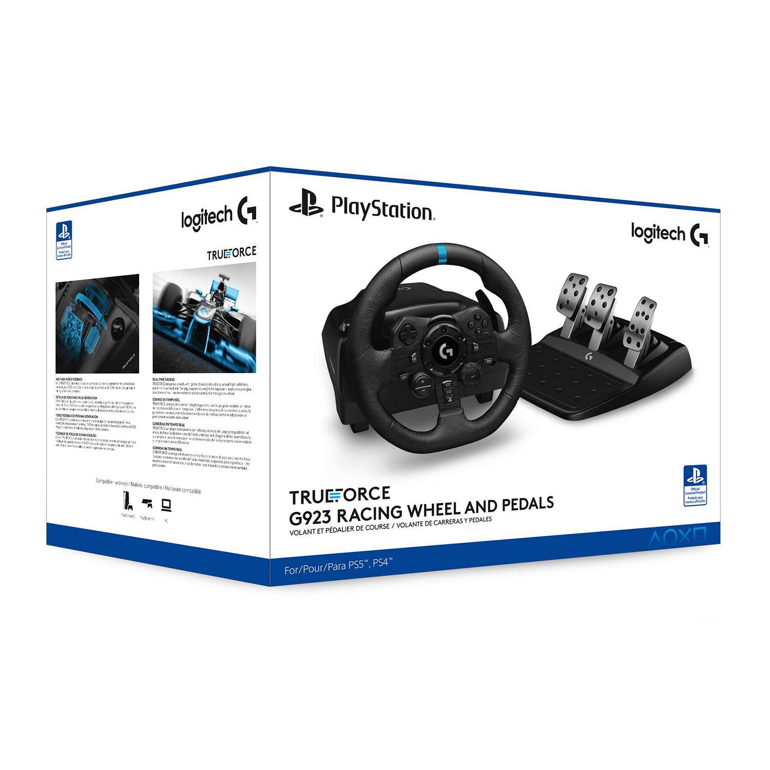 Logitech G 923 - Volante de carreras y pedales para Xbox X|S, Xbox One y PC  con TRUEFORCE, hasta 1000 Hz de respuesta de fuerza, pedal sensible