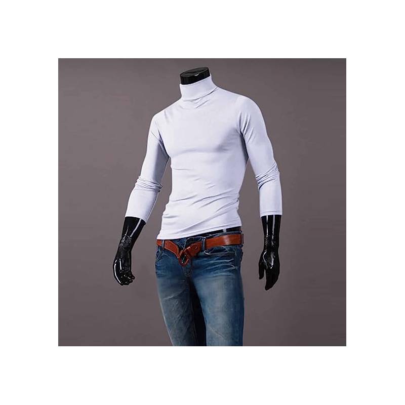 GENERICO Polera Cuello Alto Polar Hombre Larga Premium Textura