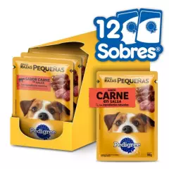 PEDIGREE - Pedigree - Alimento Húmedo Sobre Perro Raza Pequeña Carne 12 Sobres