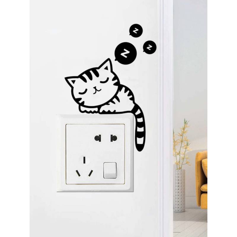 GENERICO - Pegatina de interruptor con estampado de gato de dibujos animados
