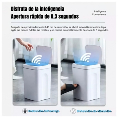 Papelera Inteligente De Sensor De 16 Ltro + 50 Bolsas Blanco