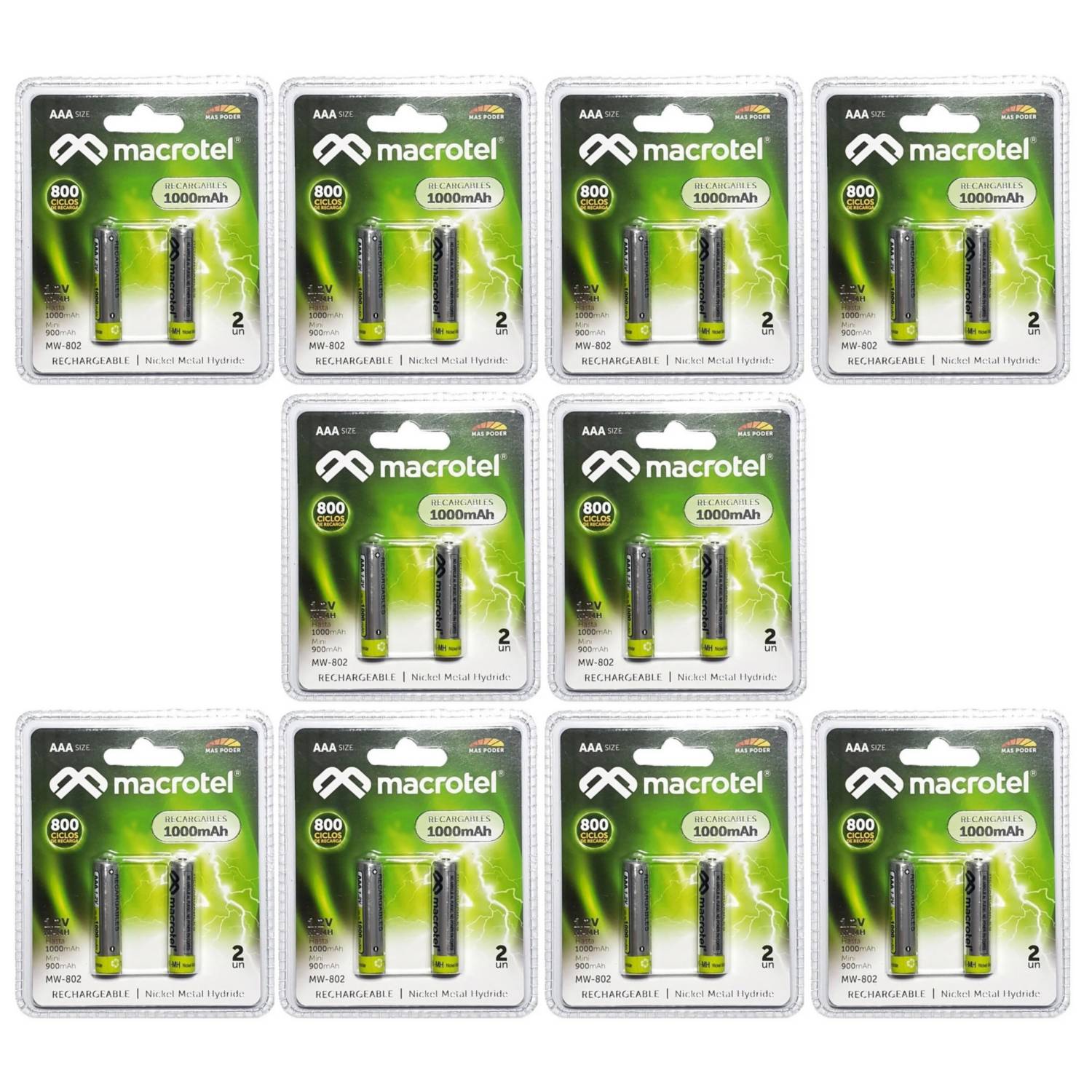 Pilas Recargables Macrotel Aaa 1000mah Pack De 2