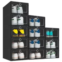GENERAC - Caja Organizador De Zapatos Apilables 12 Piezas Negro