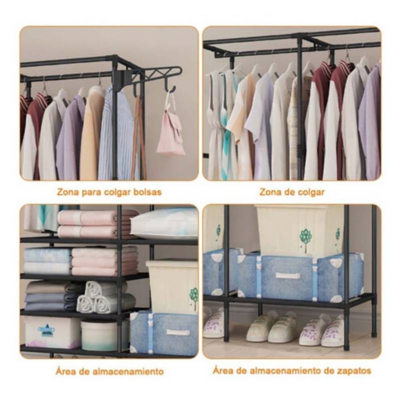 Closet Organizador 3 Espacios Zapatero Perchero Multifuncion