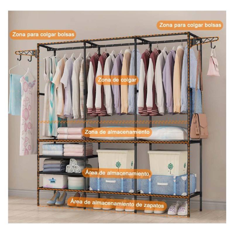 Closet Organizador 3 Espacios Zapatero Perchero Multifuncion