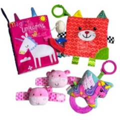 GENERICO - Set 5 piezas juguete sensorial bebe, diseño unicornio