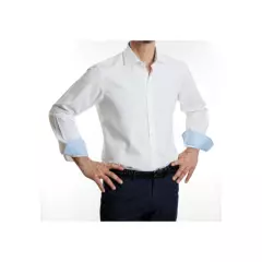 VANDINE - Camisa Etiqueta Negra Texturada blanca Slim con contrastes V24-1 VANDINE