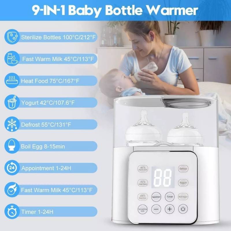 Calentador De Biberones Doble Esterilizador Para Bebé 9 En 1