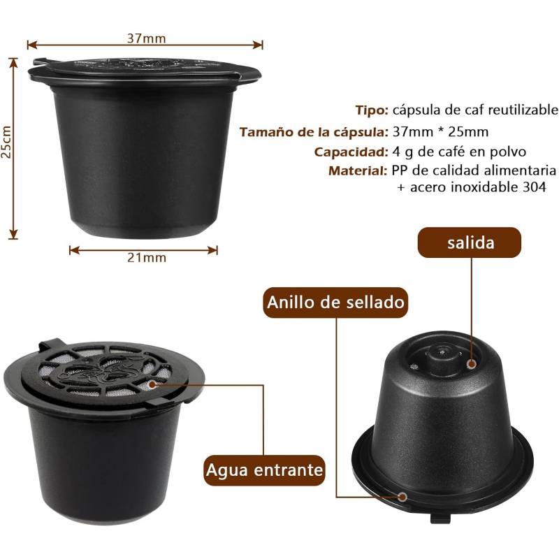 Cápsulas de filtro de café reutilizables recargables para