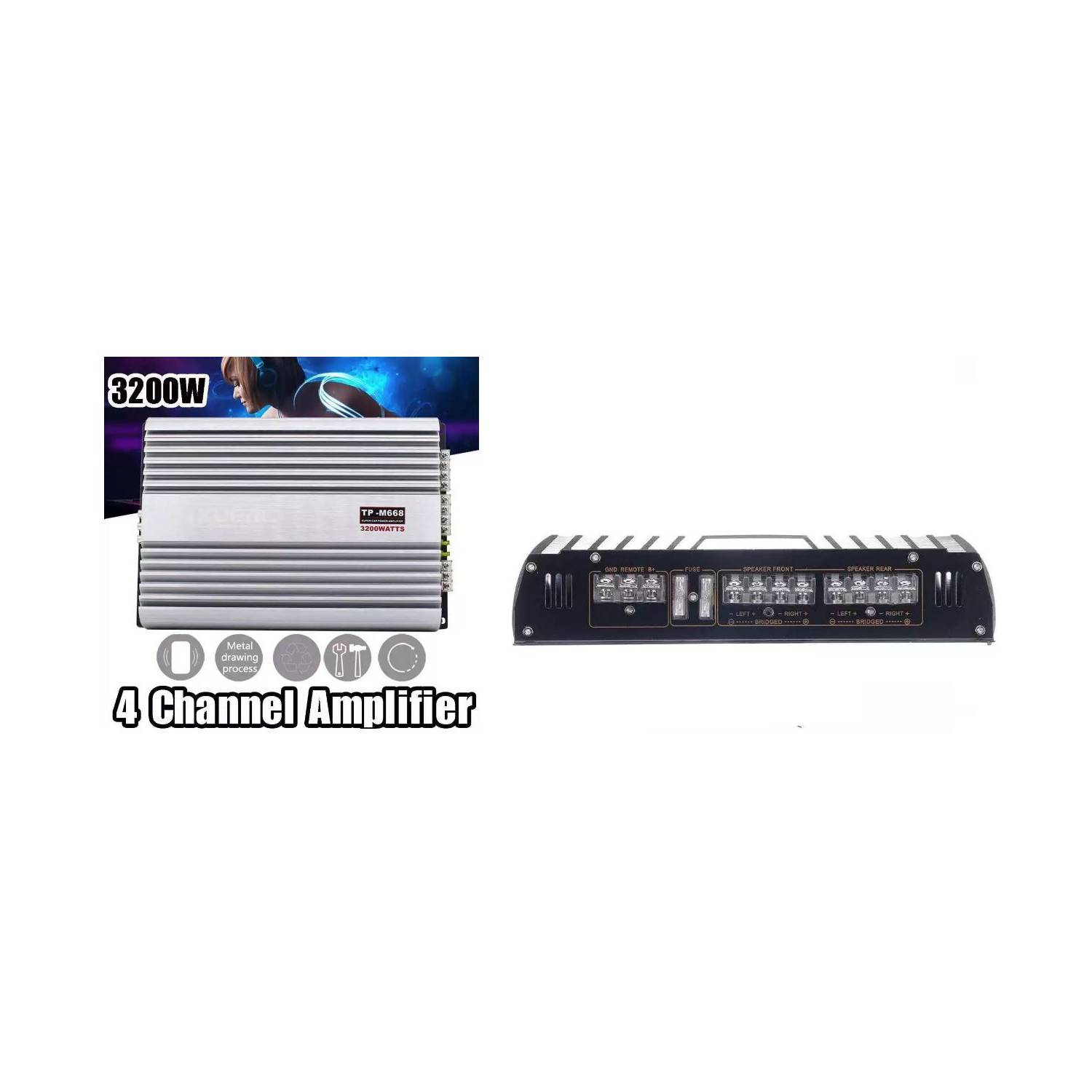 Amplificador Coche Estéreo Audio 4 Canales
