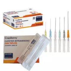 CRANBERRY - Cateter Intravenoso Branula C/teflón Cranberry 50 Un. MEDIDA: 24G X 3/4 (19MM)
