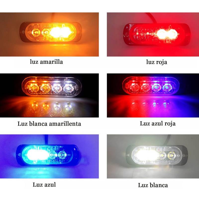  Luces LED estroboscópicas de emergencia, color azul y