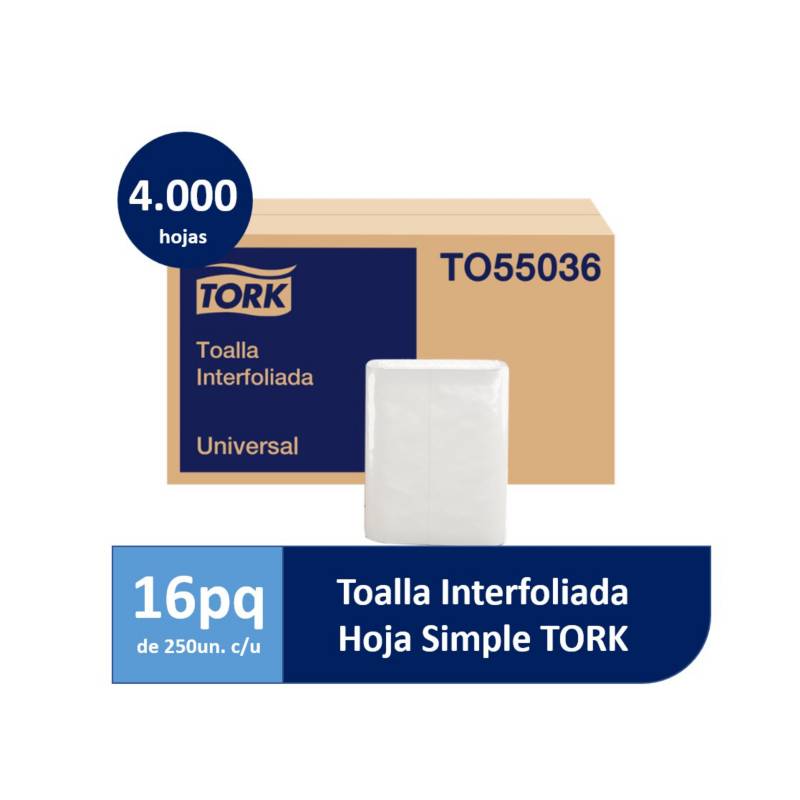 TORK - Toalla de Papel Interfoliada Tork Universal 16paq x 250Hojas