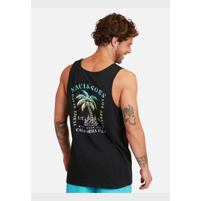 MAUI AND SONS Polera Venice Beach Gradient Tanks Hombre Negro Maui