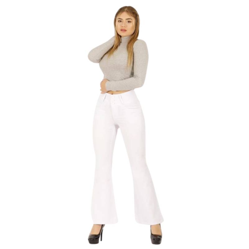 GENERICO - Jeans Mujer Flare Push Up Elasticado Tiro Alto
