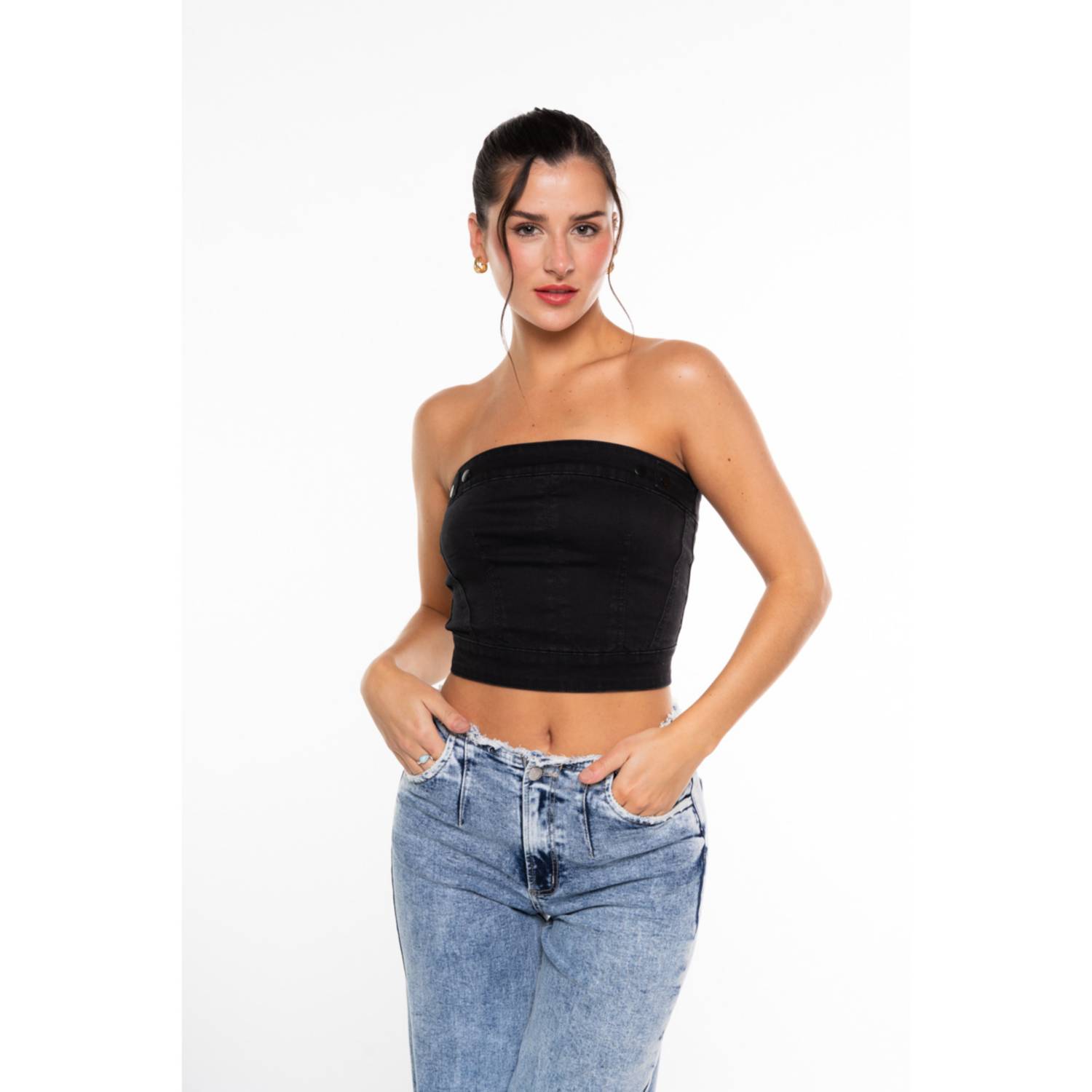 EFESIS Polera sin Manga para Mujer Corset igna strapless negro