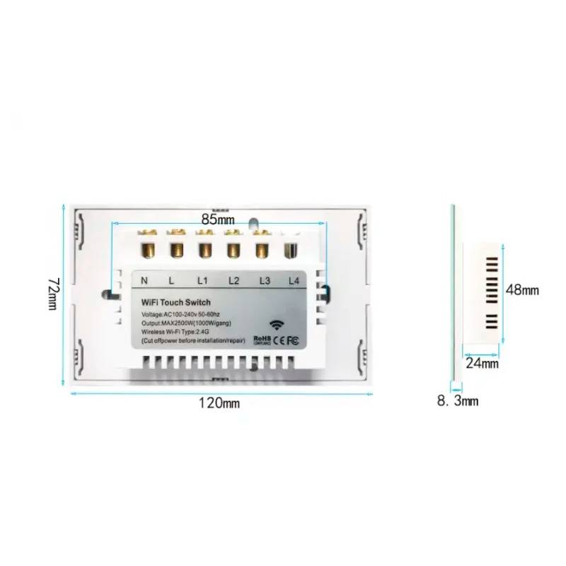 MCI Interruptor Wifi sin Neutro de 3 Canales para Sonoff Ewelink