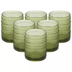 GENERICO - Juego 6 Copas de Vidrio Vintage Elegantes 320ML Verde