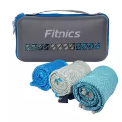 FITNICS - Toalla Microfibra Set de 3 Fitnics 100x30 Ejercicio +Estuche - Gris